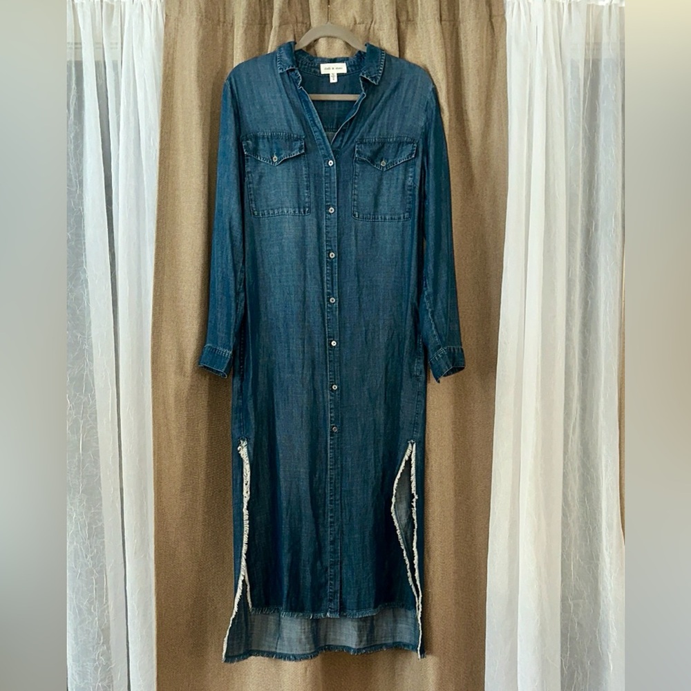 Anthropologie cloth & stone Shirt Dress chambray NWOT - Picture 3 of 9